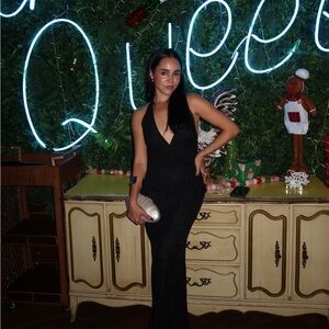 Black Cocktail dress with rhinestones, only worn once , size Medium